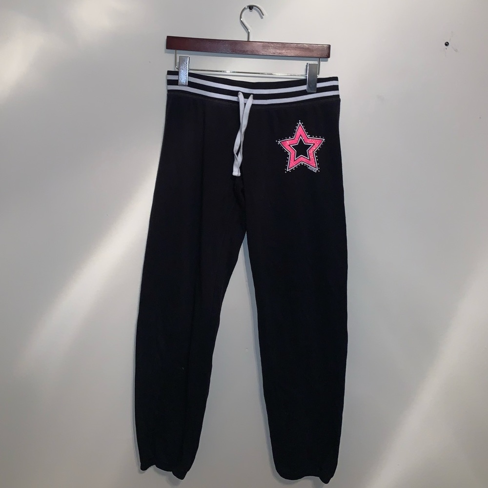 Justice Girl Black & Pink Dance Sweatpants size 16 - Picture 2 of 8